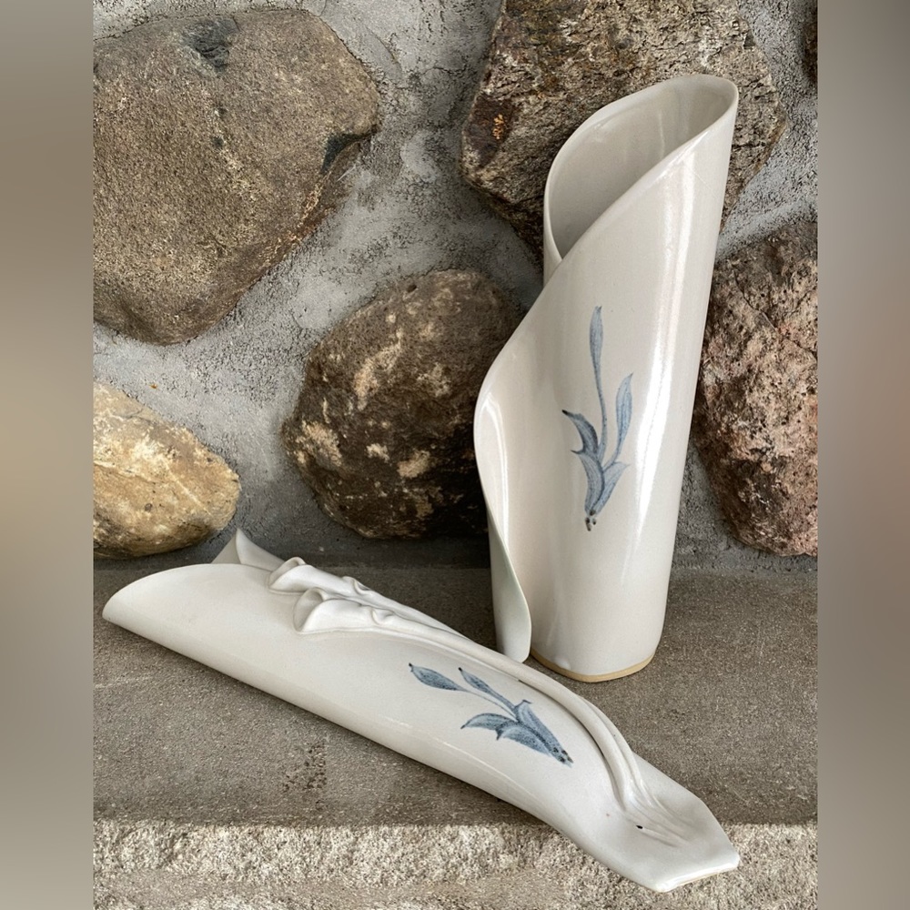 Hilborn Pottery Wall and Table Vases, Matching Set, Signed Studio Art